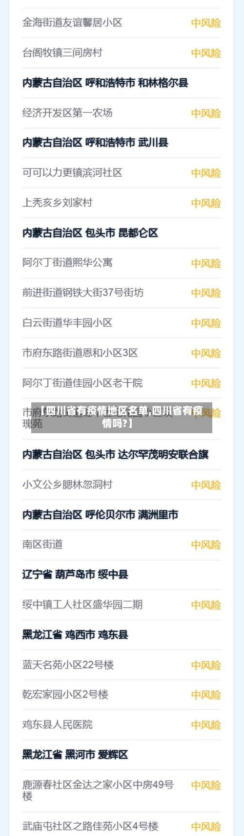 【四川省有疫情地区名单,四川省有疫情吗?】