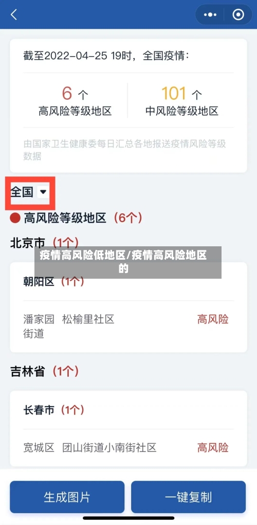 疫情高风险低地区/疫情高风险地区的