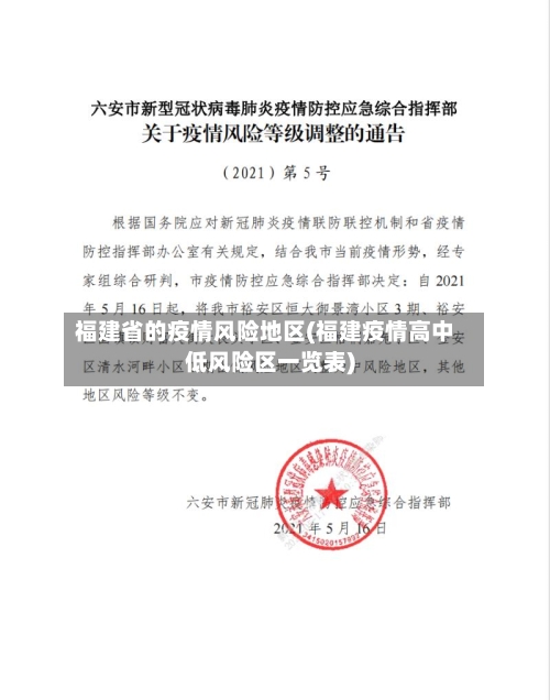 福建省的疫情风险地区(福建疫情高中低风险区一览表)